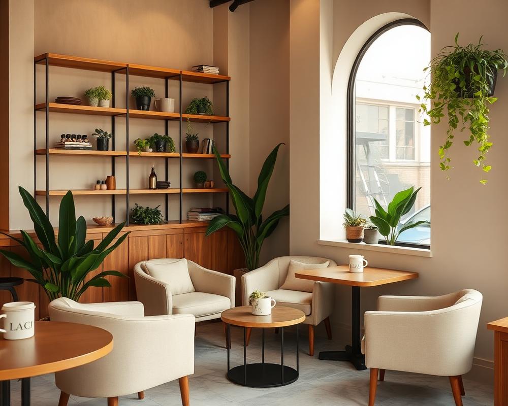 Cosy café corner with armchairs