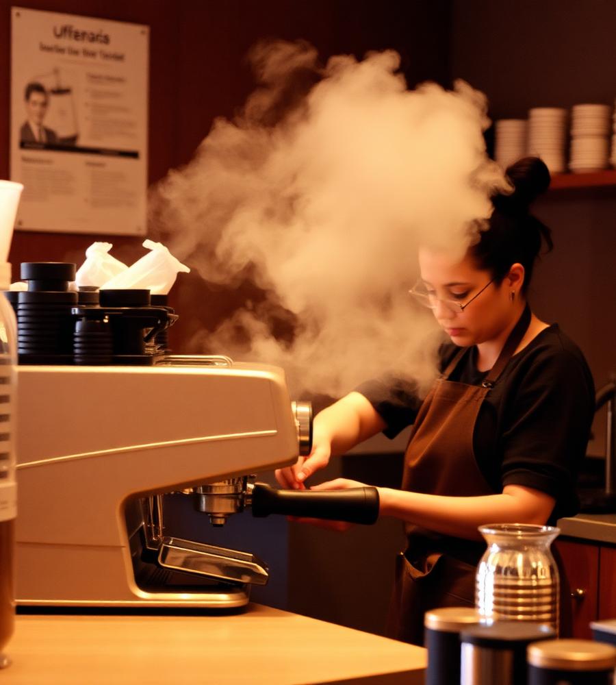 Barista pulling a shot of espresso
